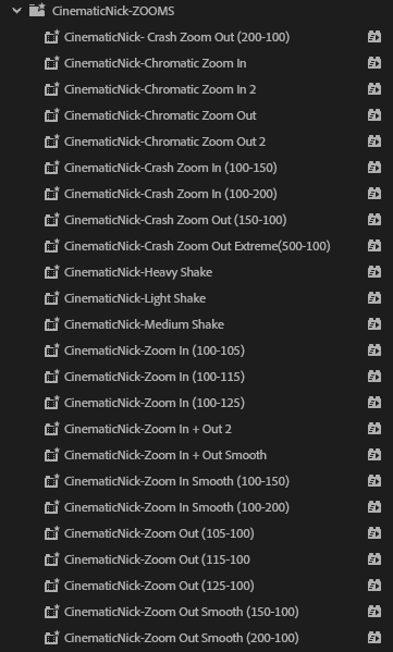 Cinematic Zoom Pack